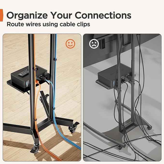 Perlegear Rolling TV Stand, Mobile TV Stand on Wheels