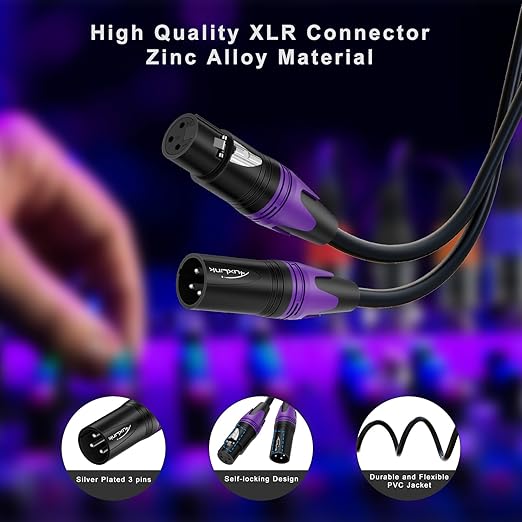 AuxLink XLR Cables, Banlaced XLR Cable Male to Female 30ft 2Pack Mic Cable