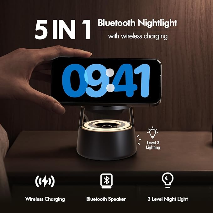 5 in 1 Magnetic Wireless Charger Bluetooth Speakers and Night Light