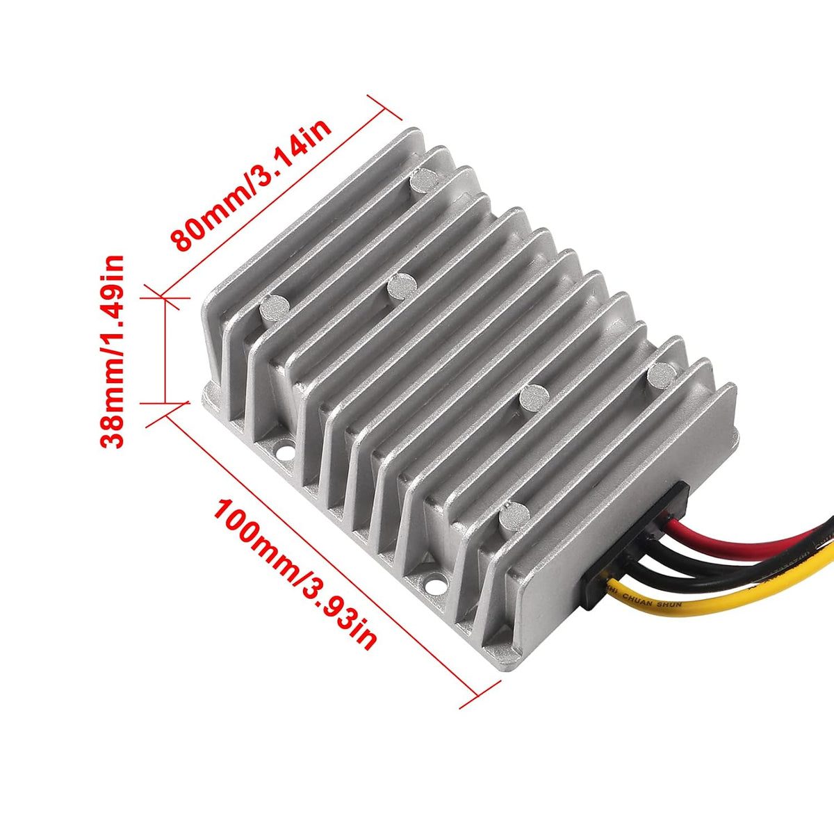 diann dc 8v-40v to 13.8v 25a automatic buck showing dimensions