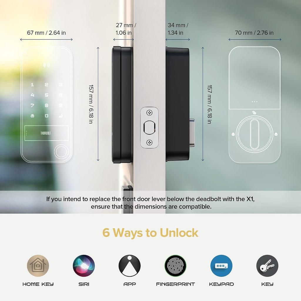 thorbolt x1 smart keyless entry fingerprint door lock, package contents