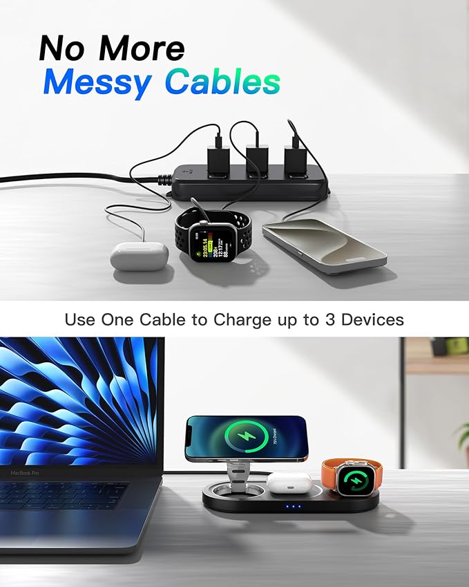 Upgraded 3 in 1 Wireless Charging Station