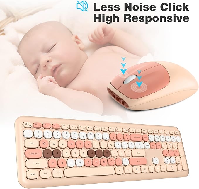 MOFII Wireless Keyboard Mouse Combo, Colorful Compact Full Size Wireless