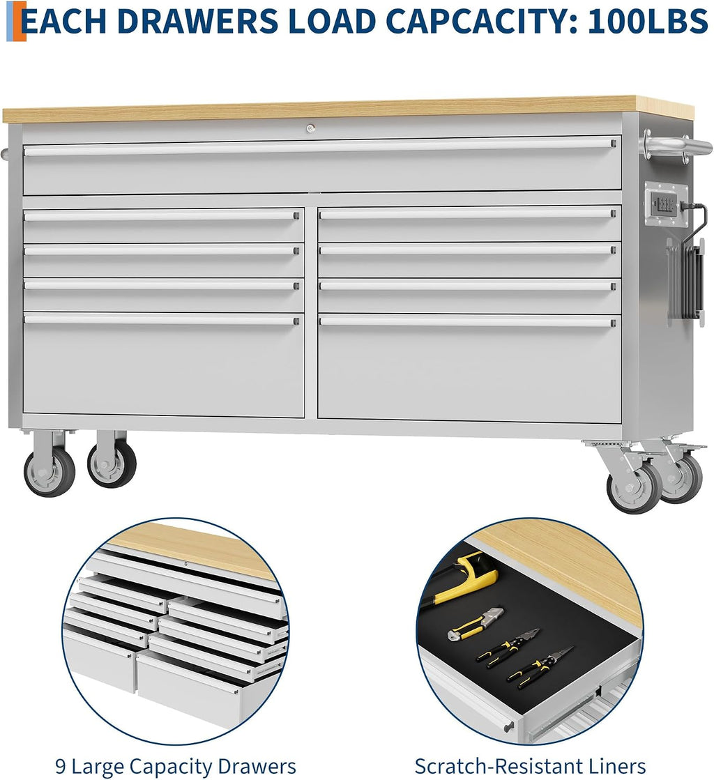 gaomon 61 inch tool chest, tool cabinet with, close-up detail