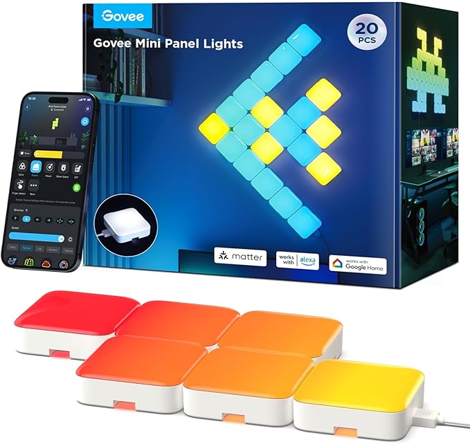Govee Mini Panel Lights, RGBIC Wall Lights, Smart LED Wall Panels, Works