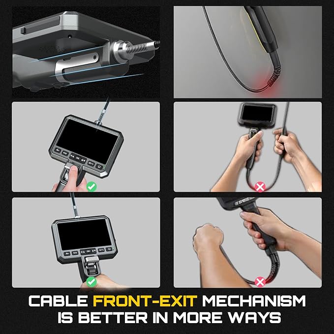 DXZtoz Dual-Lens Articulating Borescope, 6.5mm Slim Probe, Two-Way 210°Rotate