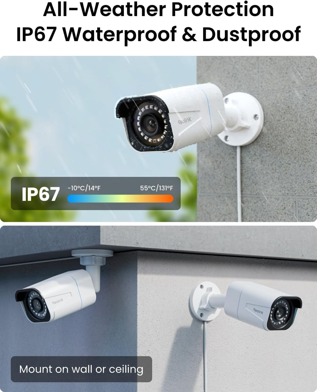 reolink 16ch 4k security bullet camera system with, front angle view