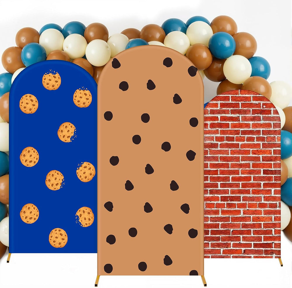 Moukeren 3 Pcs Cookie Arch Cover 4ft 5ft 6ft Spandex Backdrop Stand Decor