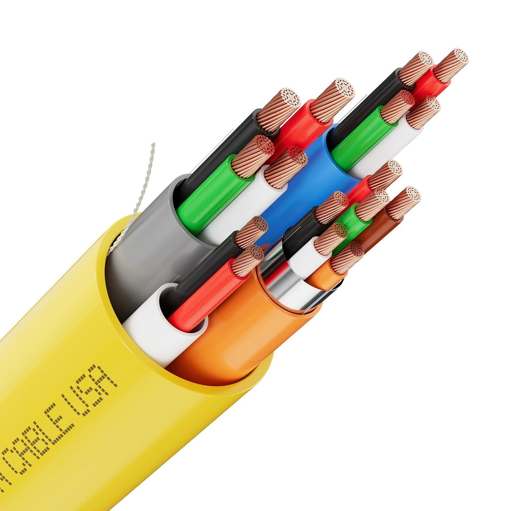 syston access control composite cable, plenum-rated/cl3p/cmp, yellow, 500ft shown in use