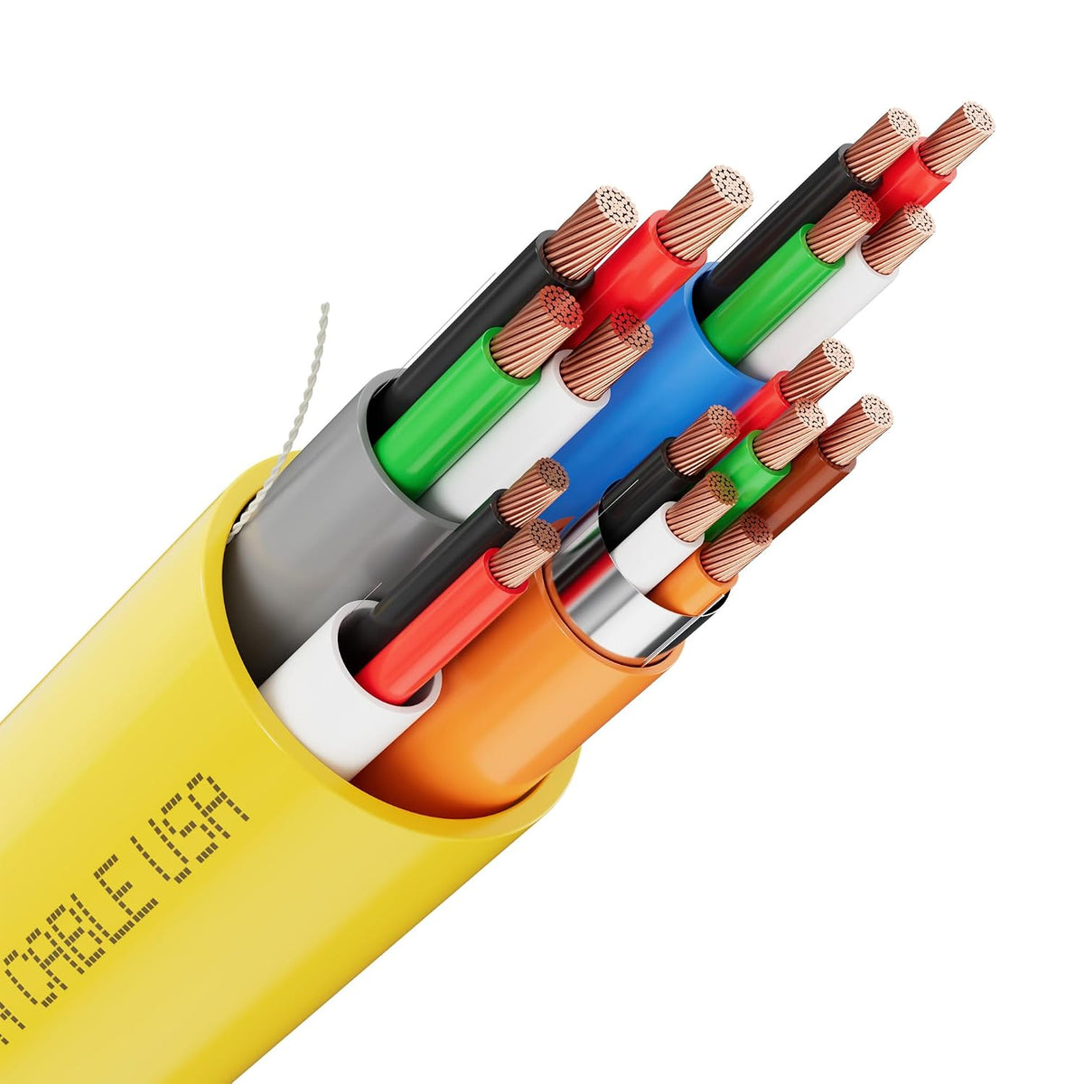 syston access control composite cable, plenum-rated/cl3p/cmp, yellow, 500ft shown in use