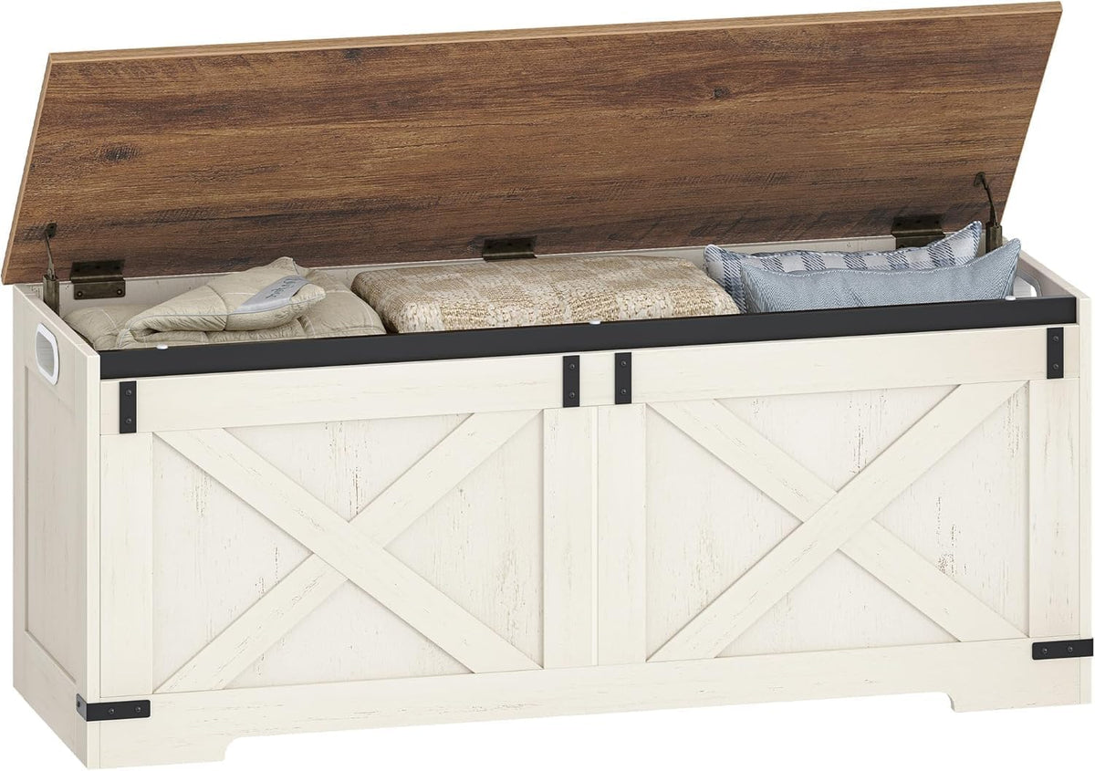 Hzuaneri 47" Farmhouse Storage Chest and Bench | 59 Gal | 330lb Seat