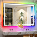 YEELAIT 60x40 Inch RGB LED Bathroom Mirror Front Light and RGB Backlit Lighted