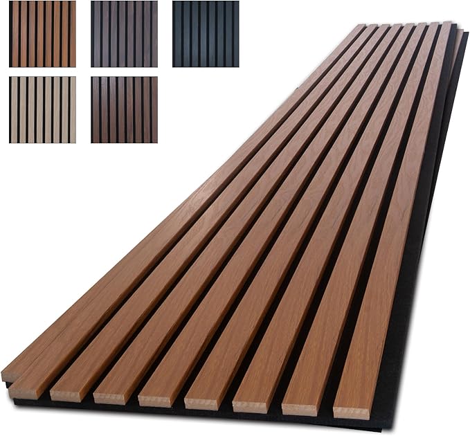 NeatiEase Wood Panels for Wall, 4-Piece 96" x 12.6" Soundproof Wood Slat Wall