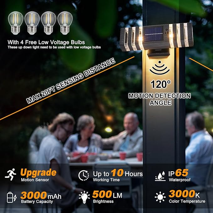 2 Pack Solar Outdoor Wall Lights