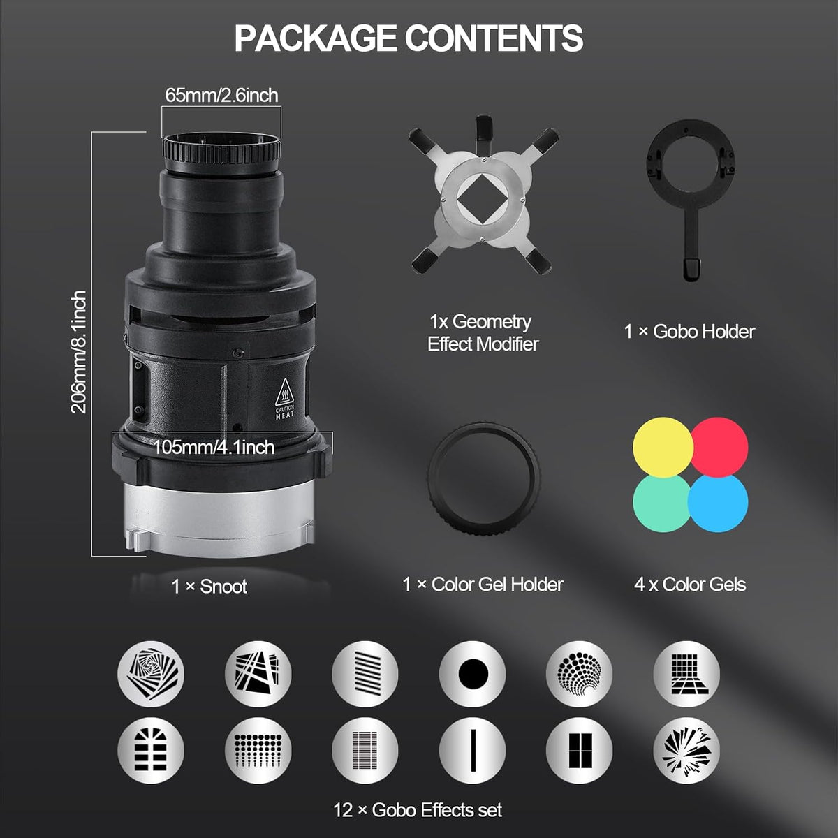 alluneitter s-80led bowens mount optical snoot designed exclusively on a desk or shelf