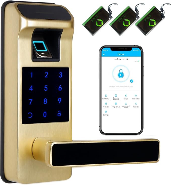 Harfo Smart Door Lock, Heavy Duty 5 in 1 Keyless Entry Door Lock, Full App