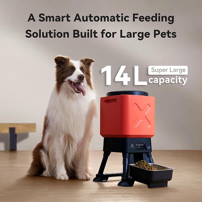 14L Automatic Dog Feeder for Large Breed – Extra Large Capacity, Anti-Blockage