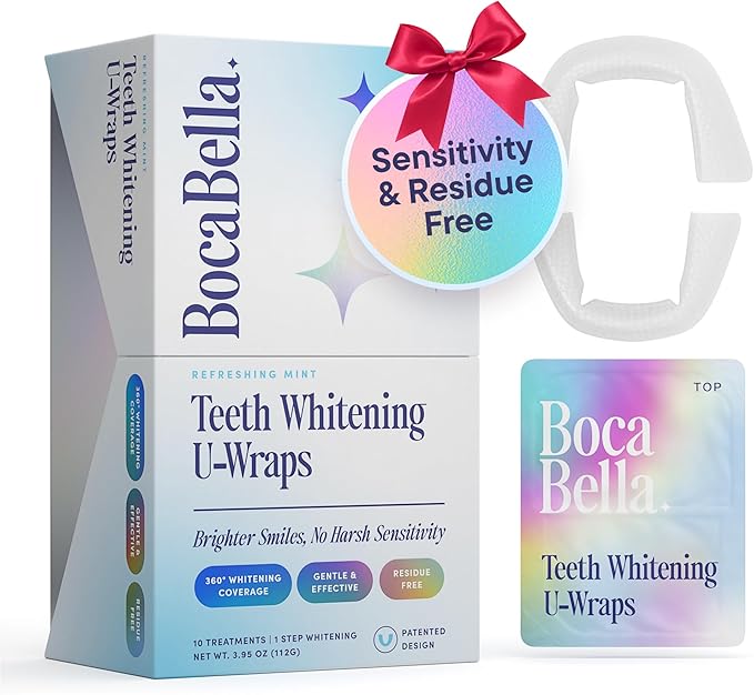 Boca Bella Teeth Whitening U-Wraps – 10 Treatments – 15% Hydrogen Peroxide