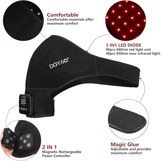 Cordless Shoulder Red Light Therapy Belt, Portable Near Infrared Light Therapy