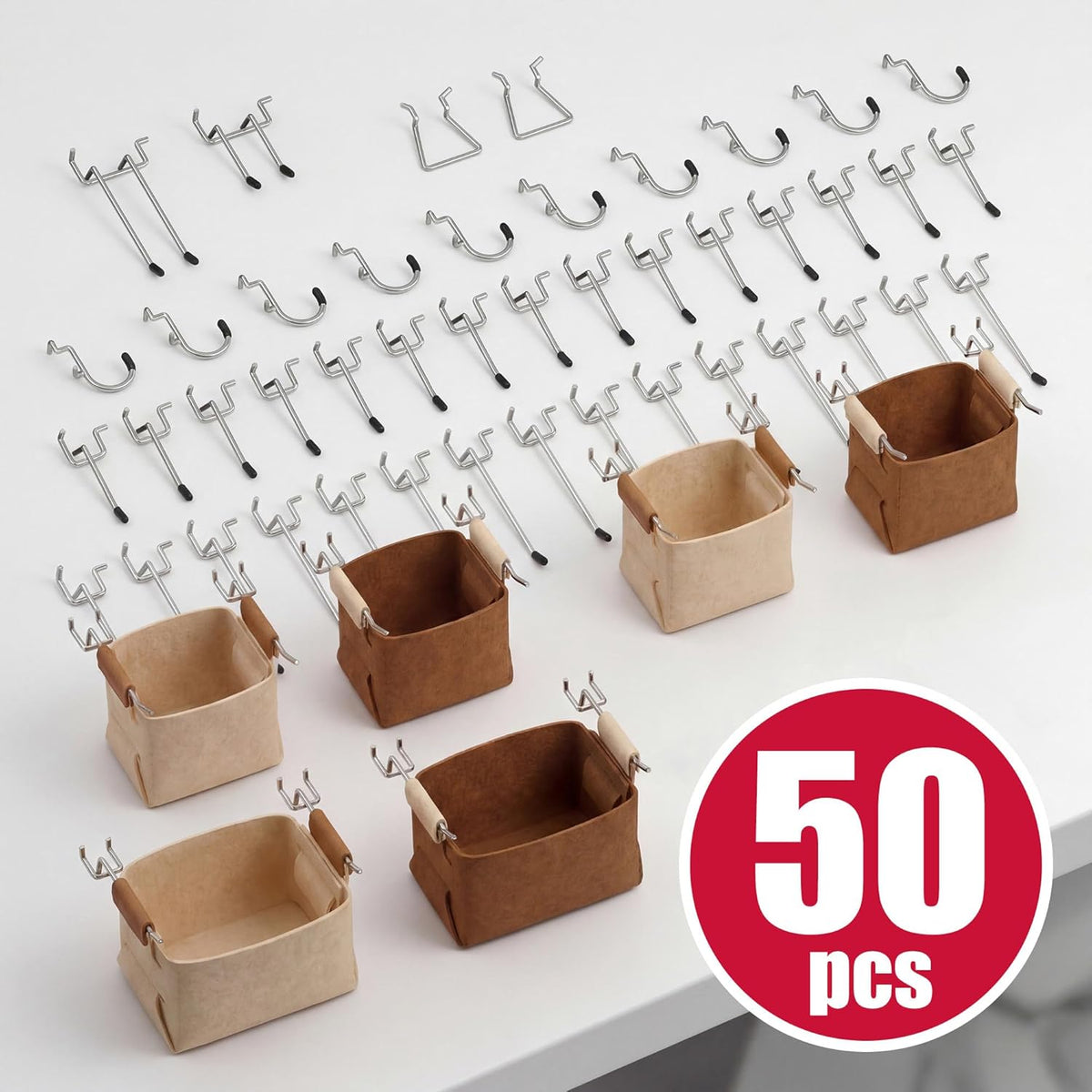 Spampur 4 Pack Peg Board Organizer, Includes Metal PegBoard and Accessories