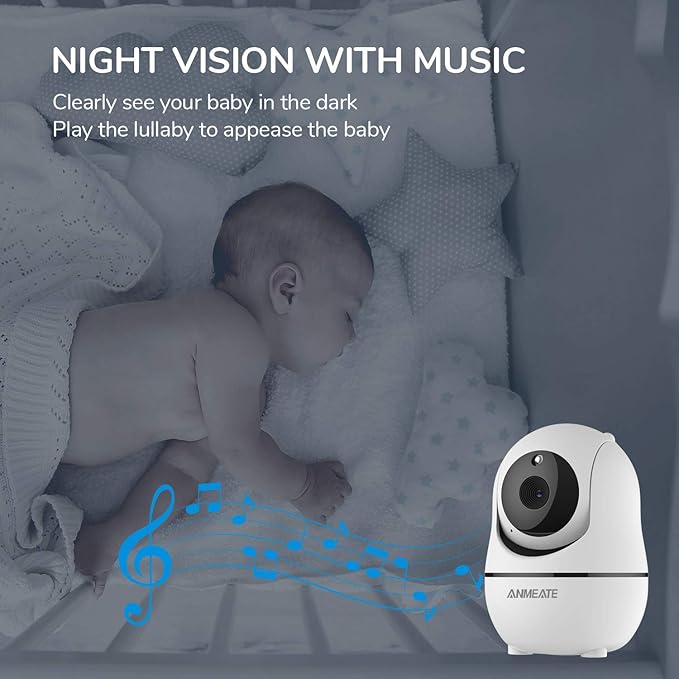 ANMEATE Baby Monitor with Remote Pan-Tilt-Zoom Camera, Large Display Video Baby