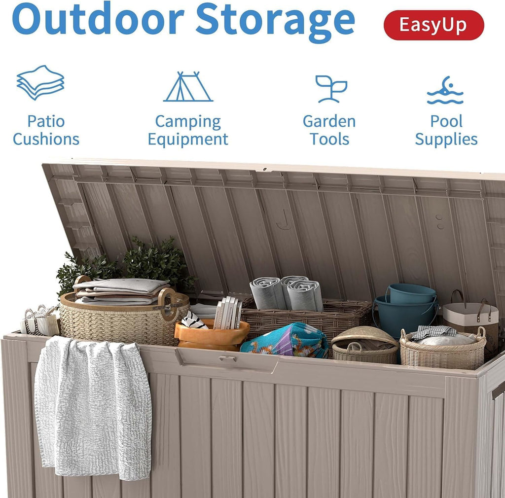 easyup outdoor storage box 100 gallon waterproof resin, side view