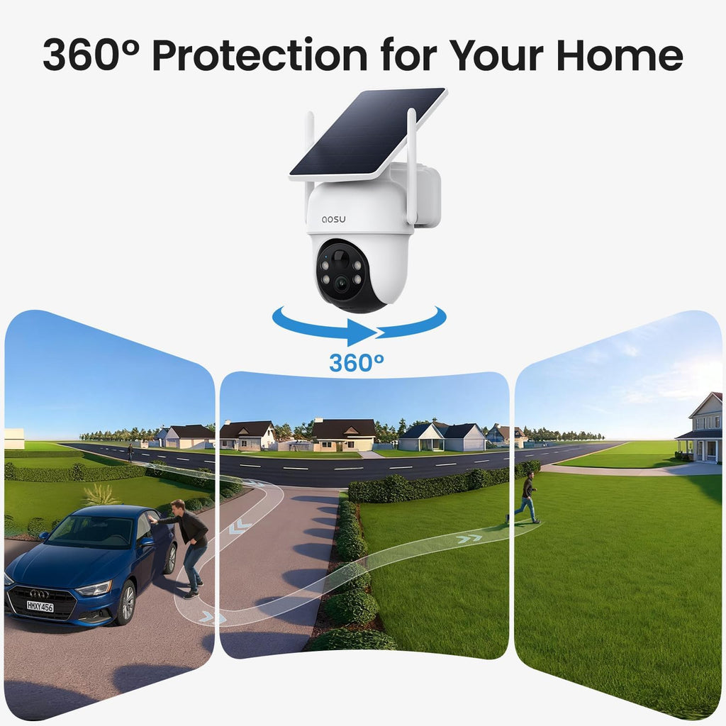 aosu d1 classic 4-cam kit, security cameras wireless on a desk or shelf
