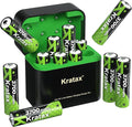 Kratax 12 Count 3700mWh AA Rechargeable Lithium Batteries