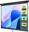 VIVOHOME 120 Inch 1:1 Pull Down Projector Screen, HD 4K Retractable Movie Screen