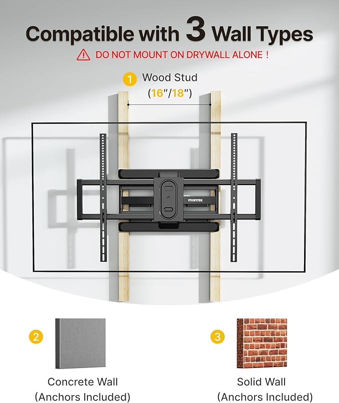 monTEK Heavy Duty Full Motion TV Wall Mount