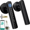 Smart Fingerprint Door Lock with Keypad, Keyless Entry Door Knob with Handle, Biometric Door Lock for Bedroom/Front Door/Apartment, APP Remote Control Black