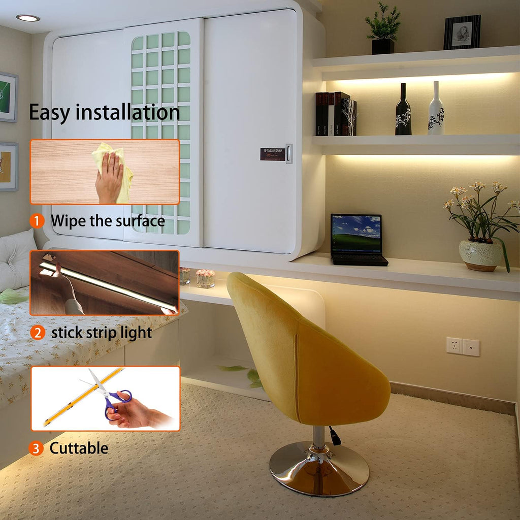 pandery led strip lights 32.8ft, dimmable cob led on a desk or shelf
