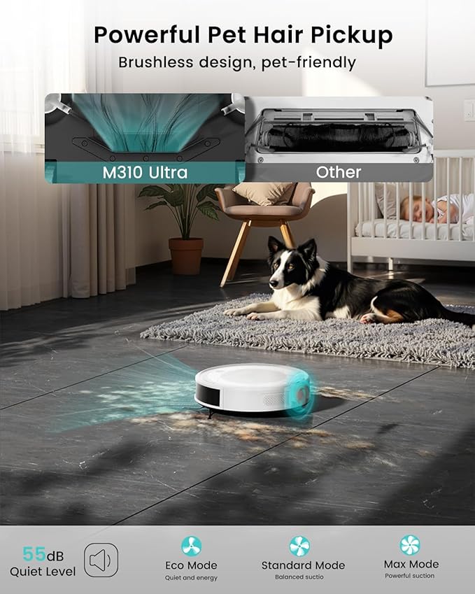 Lefant M310 Ultra Robot Vacuum and Mop, 6000Pa Suction-Slim Robotic Cleaner