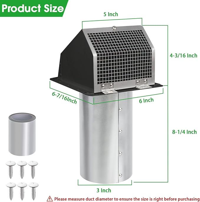 3 Inch Dryer Vent Cover Wall Vent Hood