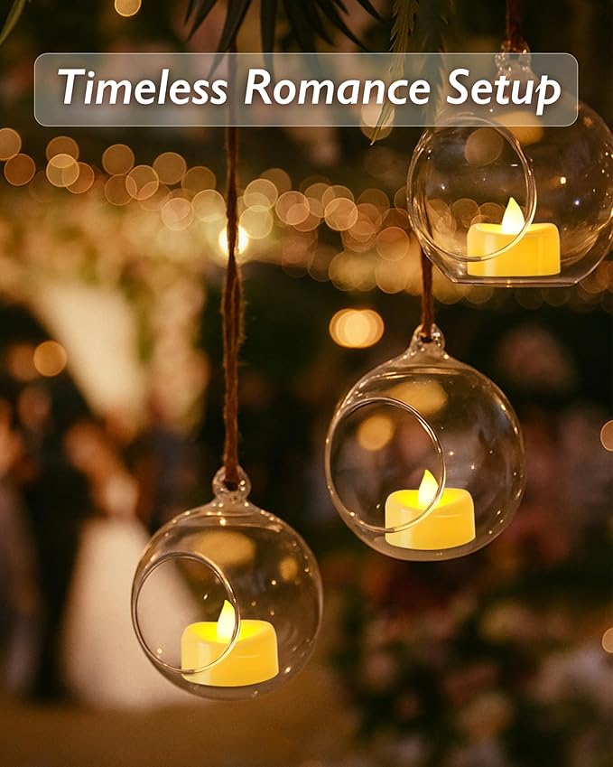 Raycare 100 Pack LED Tea Lights Battery Operated, 200+Hour Flickering Votive Candles, Realistic Fake Flameless TeaLights for Wedding Party Halloween Thanksgiving Christmas Decorations,Ivory Base