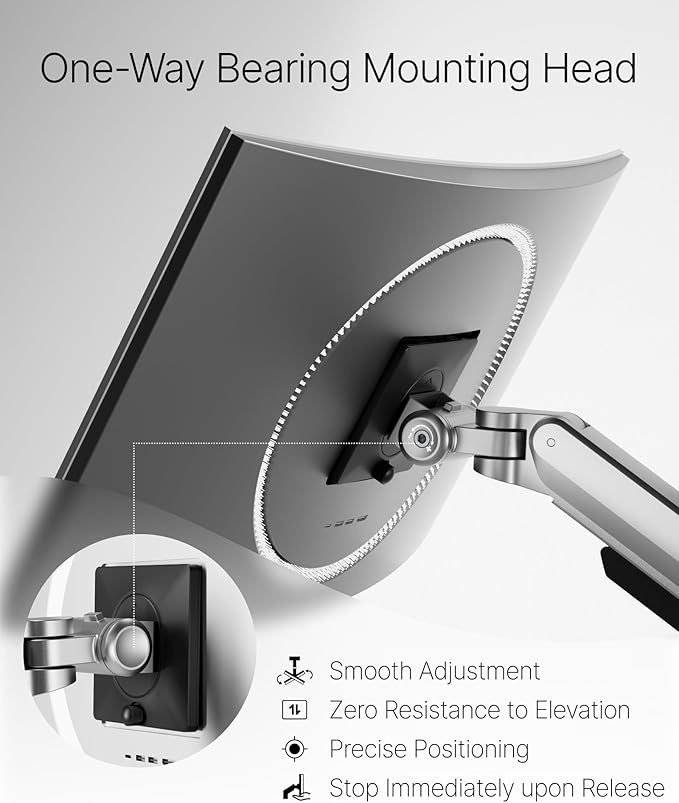 monTEK Deluxe Monitor Arm with USB A/C up to 40 Inch Holds 26.4 lbs Curved
