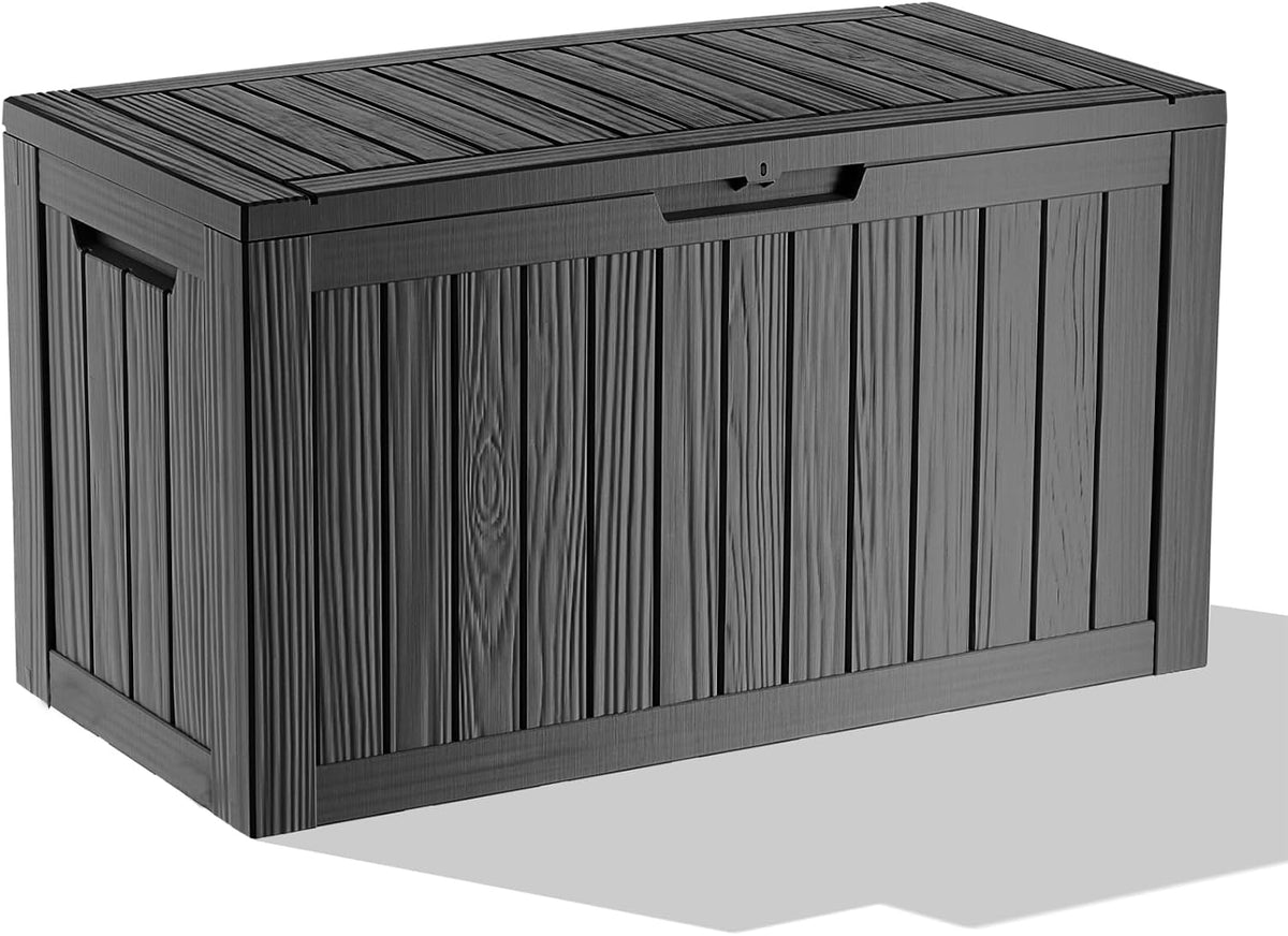 EasyUp 160 Gal Deck Box Waterproof Outdoor Storage Box Black