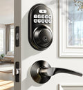 Veise RZ-C Keyless Entry Door Lock with 2 Lever Handles, Matte Black