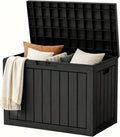 Outdoor Storage Box Resin Deck Box Waterproof Black 51 Gallon