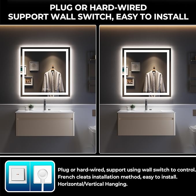 YEELAIT 36x36 Inch LED Bathroom Mirror