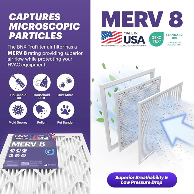 BNX TruFilter 20x30x1 Air Filter MERV 8 (4-Pack)