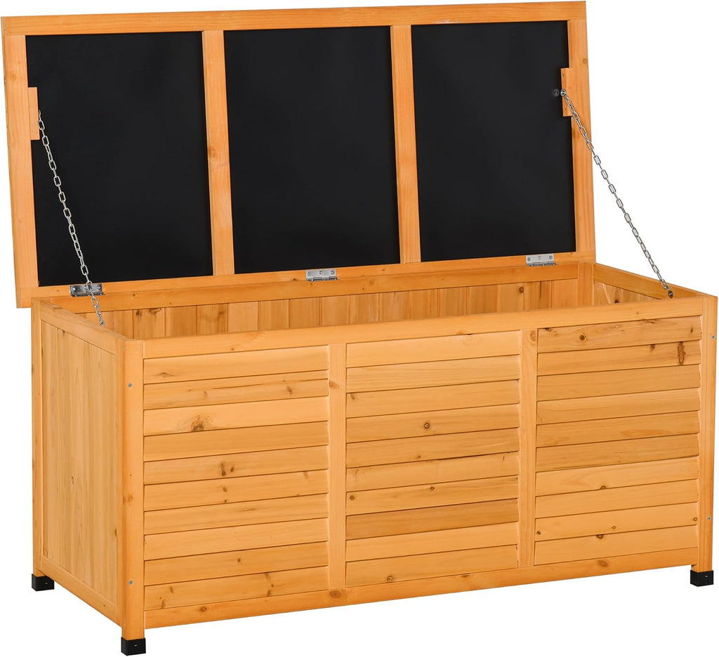 Outsunny 75 Gallon Wooden Deck Box Outdoor Storage Container Yellow