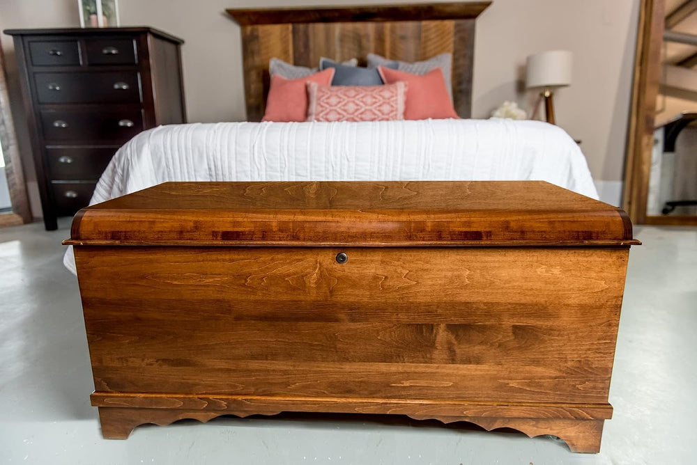 Rustic Red Door Co. Cedar Hope Chest with Waterfall Top, Amish Made Wooden St...