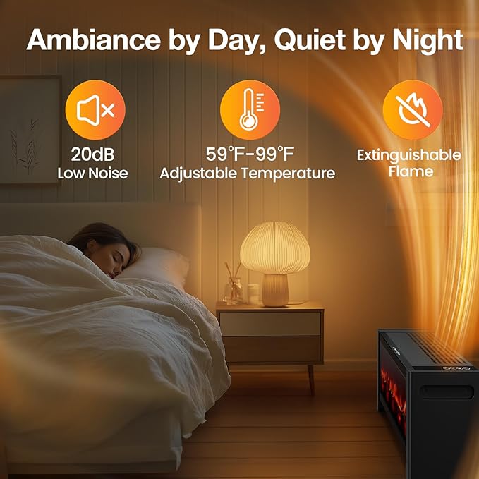 Air Choice 33” Baseboard Heater, 1500W Fireplace Heater
