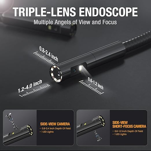 Triple Lens Borescope Inspection Camera, Teslong Professional Endoscope