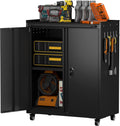 GREATMEET Garage Storage Cabinet with Wheels, Mobile Rolling Tool Cabinet