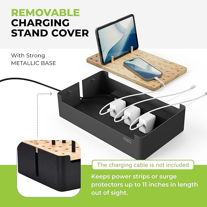 Prosumer's Choice Black Wooden Charging Station Organizer