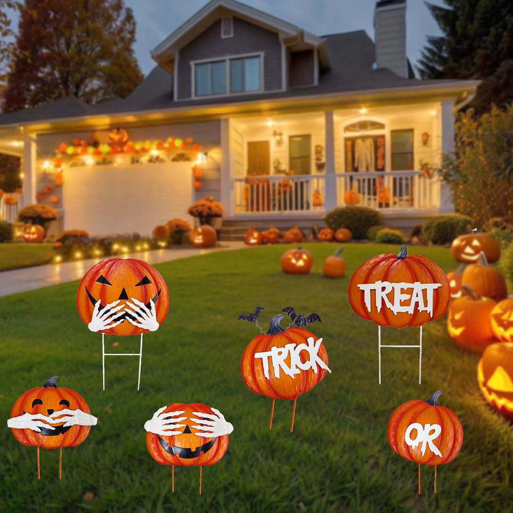 2Pack Glow in The Dark Halloween/Thanksgiving Garden Stakes – Stacked Pumpkin...