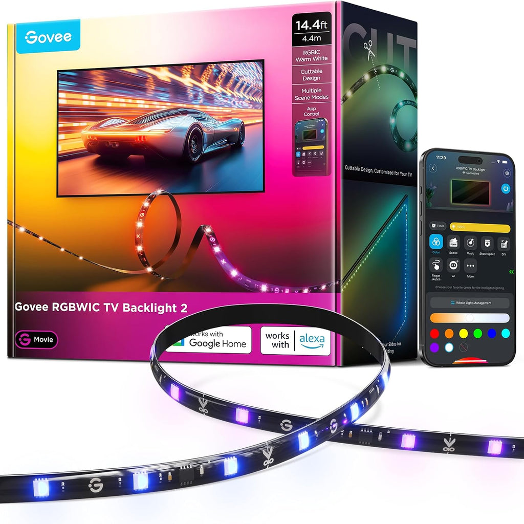 Govee TV LED Backlight 2, 14.4ft Cuttable TV Lights