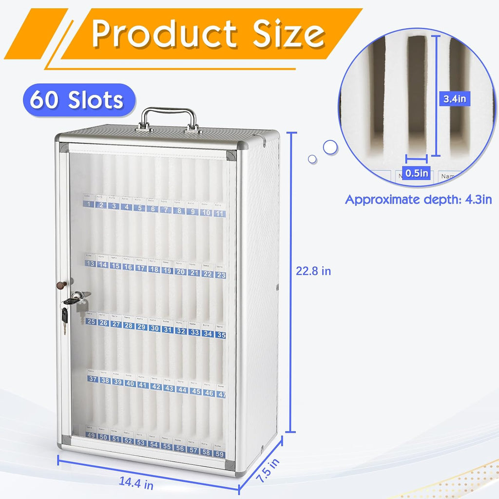 60 slots aluminum alloy cell phone locker, phone shown in use